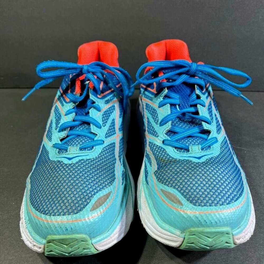 Hoka One One Womens Clifton 3 Running Shoes Blue White Lace Up Low Top 10.5M